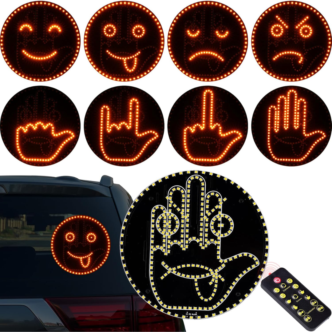 LED Light for Car Rear Windshield | 8 Funny Expressions | Remote Control | Road Mood