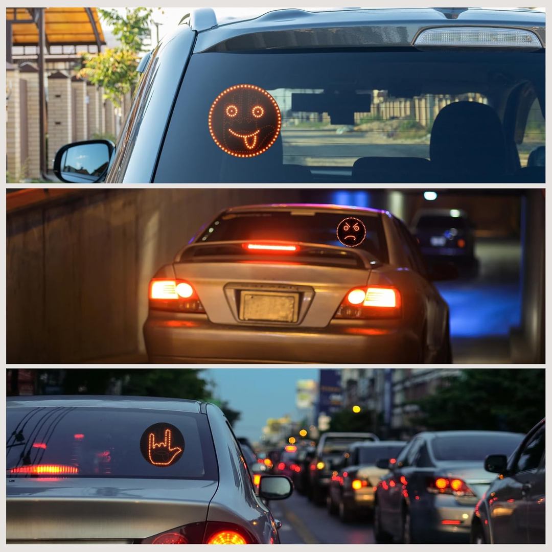 LED Light for Car Rear Windshield | 8 Funny Expressions | Remote Control | Road Mood