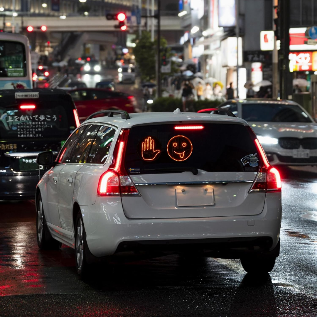 LED Light for Car Rear Windshield | 8 Funny Expressions | Remote Control | Road Mood